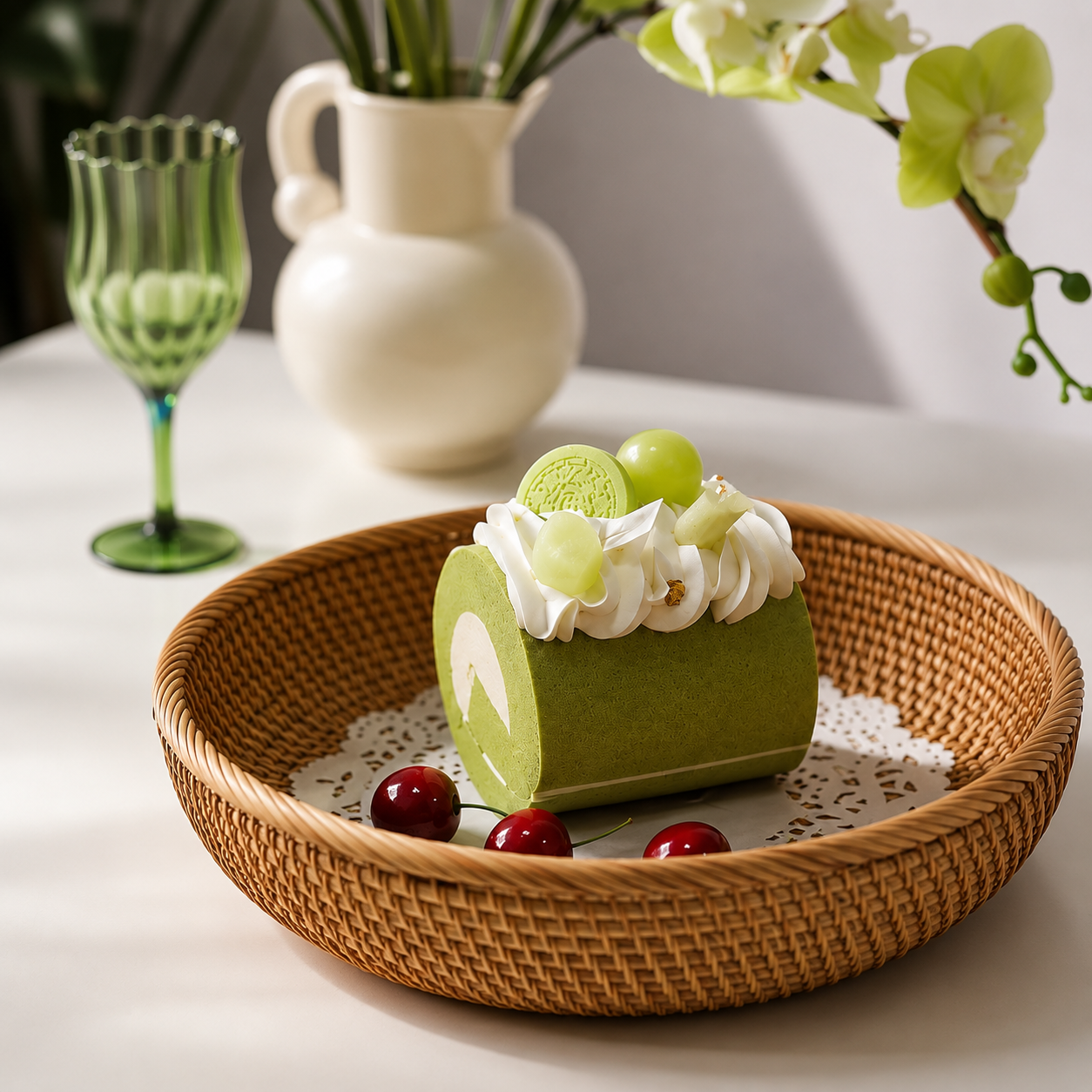 Handwoven Rattan Bowl Basket – Decorative Woven Fruit Tray