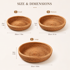 Handwoven Rattan Bowl Basket – Decorative Woven Fruit Tray