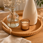 Handwoven Rattan Serving Tray with Handles